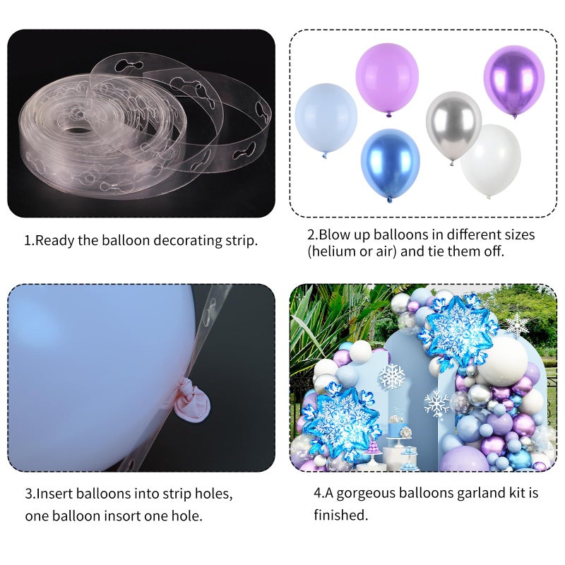 Sowide Frozen Birthday Party Supplies Frozen Balloon Garland Arch Kit Blue Purple Snowflake Confetti Foil Balloons Princess Winter Wonderland Girl Baby for Frozen Theme Party Decorations - Image 3